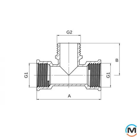 Тройник 1/2" ВНВ никель ASG, Тип резьбы: Внутренняя/Наружная/Внутренняя, Диаметр резьбы: 1/2", фото , изображение 2