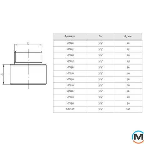 Хром Fado Подовжувач 3/4"x20мм, Діаметр різьблення: 3/4", Модифікація: 3/4"x20, фото , зображення 2