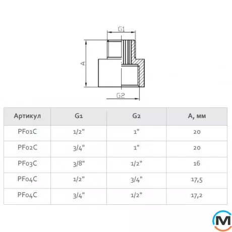 Хром Футорка FADO FITT 1/2"x3/8", Діаметр різьблення: 1/2"x3/8", фото , зображення 2