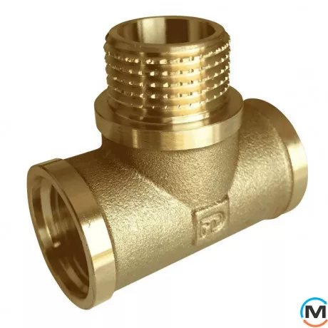 Латунь FADO трійник 1/2" ВЗВ, Тип різьблення: Внутрішня/Зовнішня/Внутрішня, Діаметр різьблення: 1/2", фото 