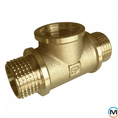 Латунь FADO трійник 1/2" ЗВЗ, Тип різьблення: Зовнішня/Внутрішня/Зовнішня, Діаметр різьблення: 1/2", фото 