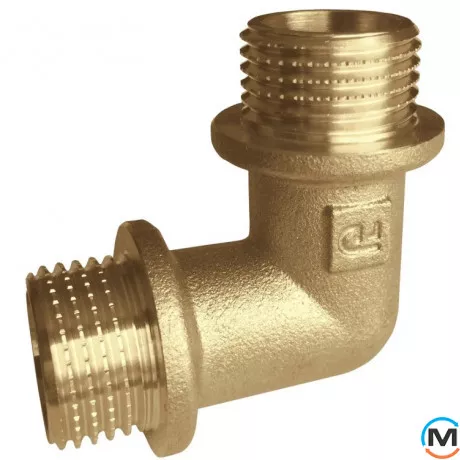Латунь FADO куточок 1/2" ЗЗ, Тип різьблення: Зовнішня/Зовнішня, Діаметр різьблення: 1/2", фото 