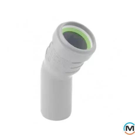 Коліно каналізаційне ASG HTR 32х30 ° White, Градус (град.): 30, Колір: Білий, Діаметр (мм): 32, фото 