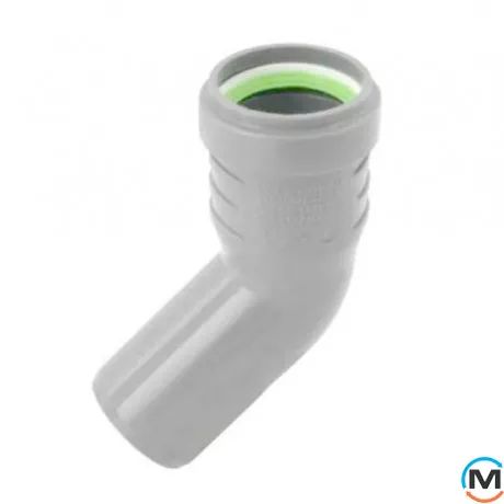 Коліно каналізаційне ASG HTR 32х45 ° White, Градус (град.): 45, Колір: Білий, Діаметр (мм): 32, фото 