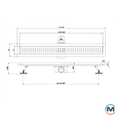 Трап душовий ASG 01G INOX SS304L DRY 500х70, Монтажна довжина (мм): 500, фото , зображення 4