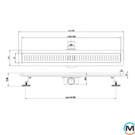 Трап душовий ASG 04E INOX SS304L Double Lock 600х70, Монтажна довжина (мм): 600, фото , зображення 2