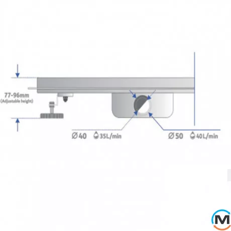 Трап душовий ASG 04P INOX SS304L Double Lock 700х70, Монтажна довжина (мм): 700, фото , зображення 3
