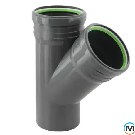 Тройник канализационный ASG HTR 160х110x45°*, Градус (град.): 45, Модификация: 160х110x45, Цвет: Серый, Диаметр (мм): 160, фото 