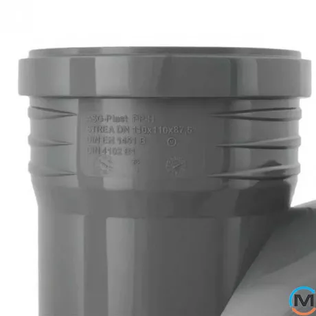 Тройник канализационный ASG HTR 110х110x87,5°, Градус (град.): 90, Модификация: 110х110x87.5, Цвет: Серый, Диаметр (мм): 110, фото , изображение 3