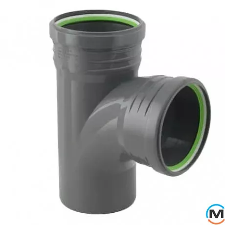 Тройник канализационный ASG HTR 125х125x87,5°*, Градус (град.): 90, Модификация: 125х125x87.5, Цвет: Серый, Диаметр (мм): 125, фото 