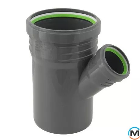 Трійник каналізаційний ASG HTR 110х75x45°*, Градус (град.): 45, Модифікація: 110х75x45, Колір: Сірий, Діаметр (мм): 110, фото 