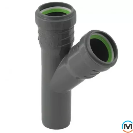 Тройник канализационный ASG HTR 50х50x67,5°, Градус (град.): 67, Модификация: 50х50x67.5, Цвет: Серый, Диаметр (мм): 50, фото 