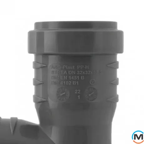 Трійник каналізаційний ASG HTR 32х32x87, 5°, Градус (град.): 90, Модифікація: 32х32x87.5, Колір: Сірий, Діаметр (мм): 32, фото , зображення 3