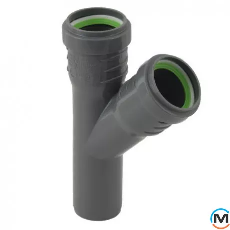 Трійник каналізаційний ASG HTR 32х32х45°, Градус (град.): 45, Модифікація: 32х32х45, Колір: Сірий, Діаметр (мм): 32, фото 