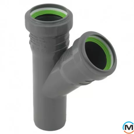 Тройник канализационный ASG HTR 40х40x45°, Градус (град.): 45, Модификация: 40х40x45, Цвет: Серый, Диаметр (мм): 40, фото 