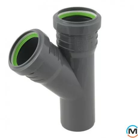 Тройник канализационный ASG HTR 75х50x45°*, Градус (град.): 45, Модификация: 75х50x45, Цвет: Серый, Диаметр (мм): 75, фото 