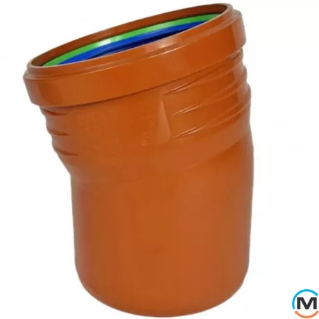 Колено канализационное ASG ESTERNO 250х15°*, Градус (град.): 15, Диаметр (мм): 250, фото 