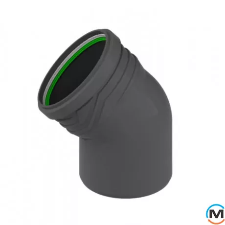 Колено канализационное ASG HTR 110х87,5°, Градус (град.): 90, Цвет: Серый, Диаметр (мм): 110, фото 