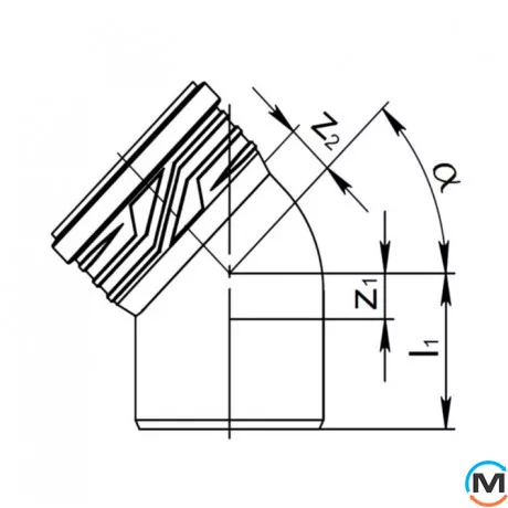 Коліно каналізаційне ASG HTR 160х87, 5°, Градус (град.): 90, Колір: Сірий, Діаметр (мм): 160, фото , зображення 2