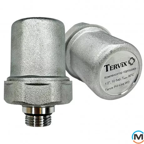 Компенсатор гідродинамічних ударів 1/2", 10 бар, нікельована латунь, Tervix Pro Line WD, фото 