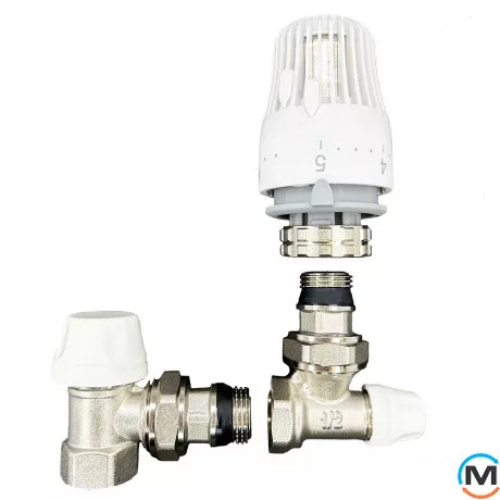 Комплект для подключения радиатора с термоголовкой (прямой) Tervix Pro Line Radiator Set 1, Исполнение: Прямой, фото 