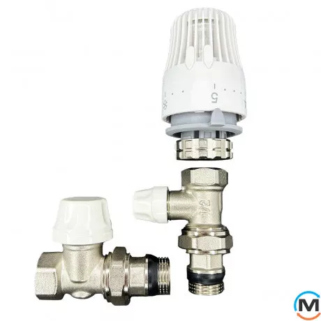 Комплект для подключения радиатора с термоголовкой (угловой) Tervix Pro Line Radiator Set 2, Исполнение: Угловой, фото 