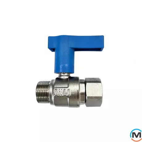 Кран кульовий з американкою для холодної води (синій), 3/4'', латунь, Tervix Pro Line WD, Варіант: Синя ручка, фото 