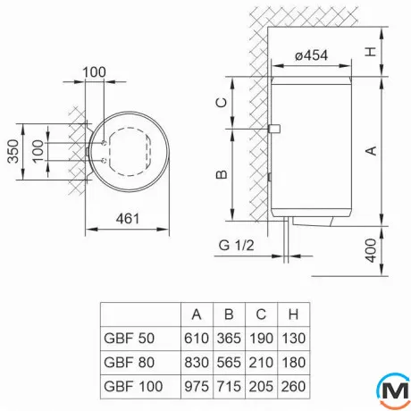 Водонагреватель TIKI GBF 100/UA 2 × 1,0 кВт 100 л, Объем (л): 100, фото , изображение 2