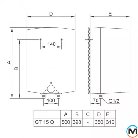 Водонагреватель TIKI MINI P 15V9 нижнее подключение 1 × 2,0 кВт 15 л, Объем (л): 15, Способ установки: Над мойкой, фото , изображение 3