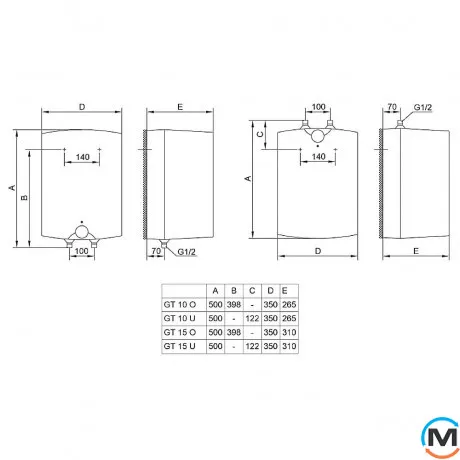 Водонагреватель TIKI MINI PBT 10V9 верхнее подключение 1 × 2,0 кВт 10 л, Объем (л): 10, Способ установки: Под мойку, фото , изображение 3