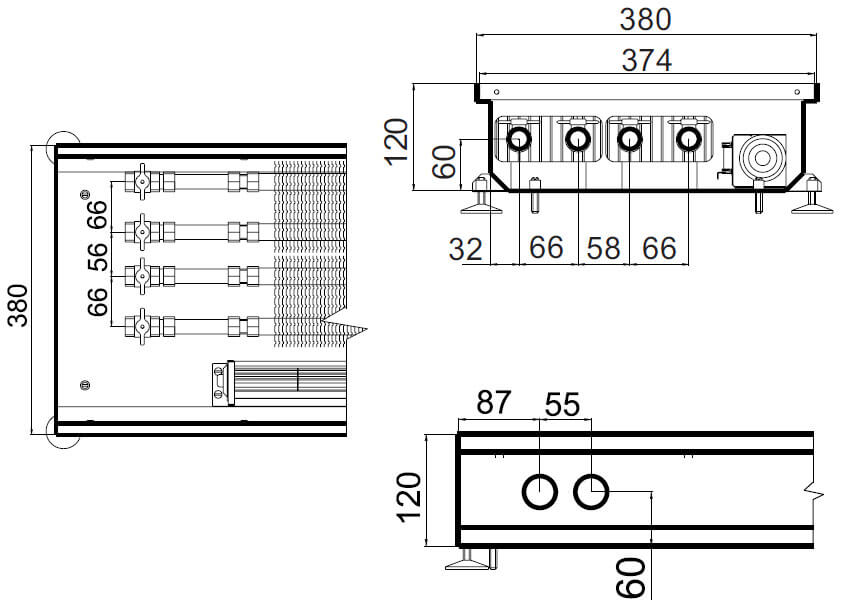 konvektory polvax prinuditelnoe konvekcii s 2 mya teploobmennikami 380x120mm plusrazmery