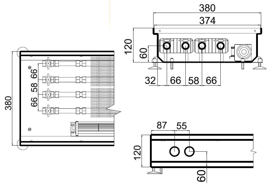 konvektory polvax prinuditelnoe konvekcii s 2 mya teploobmennikami 380x120mmrazmery
