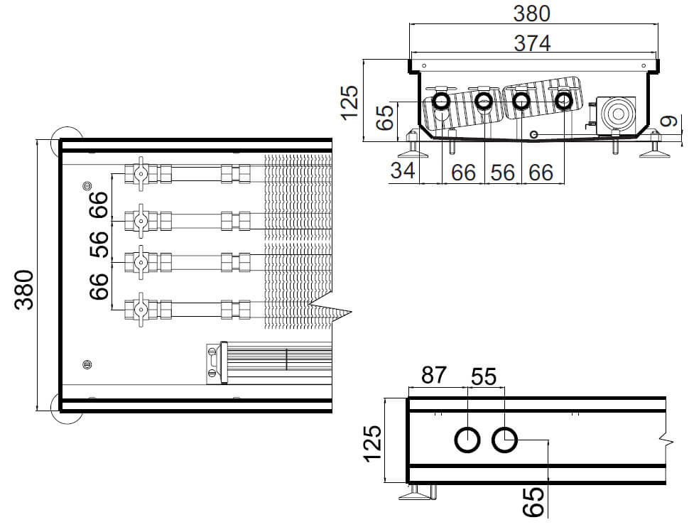 konvektory polvax prinuditelnoe konvekcii s 2 мої teploobmennikami 380x125mm plus для влагних pomesheniirazmery