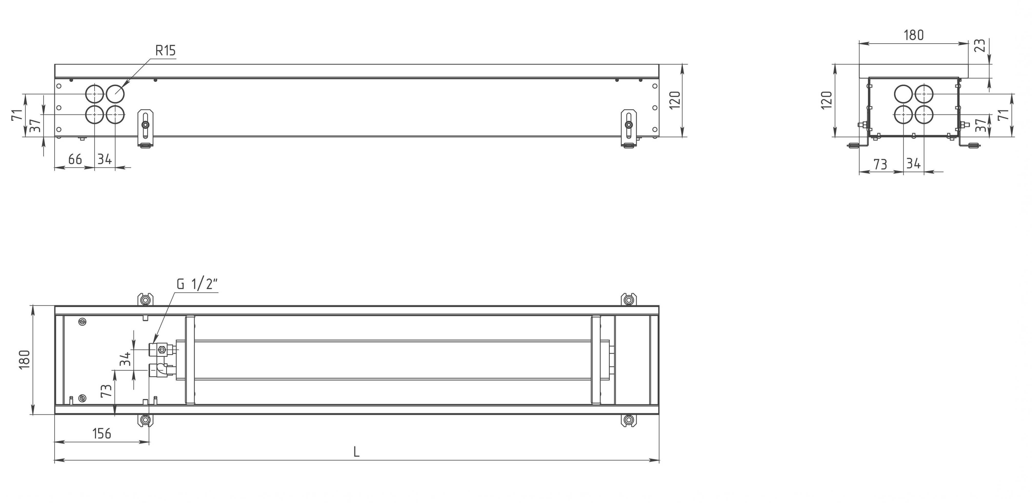 хертеж внутрішньопольного konvektora carrera 4s black 180 750 120