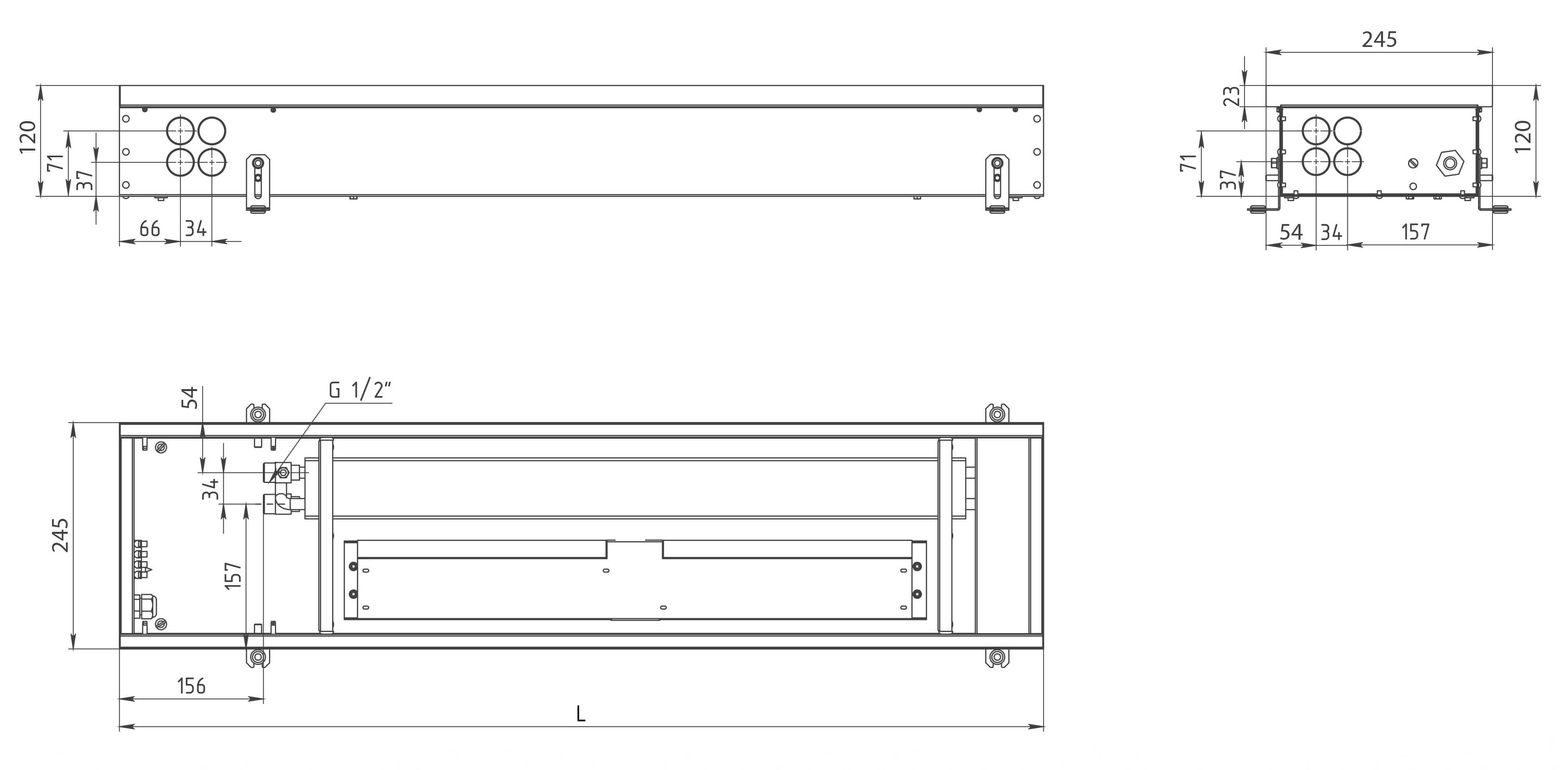 хертеж внутрішньопольного konvektora carrera 4sv black 245 750 120