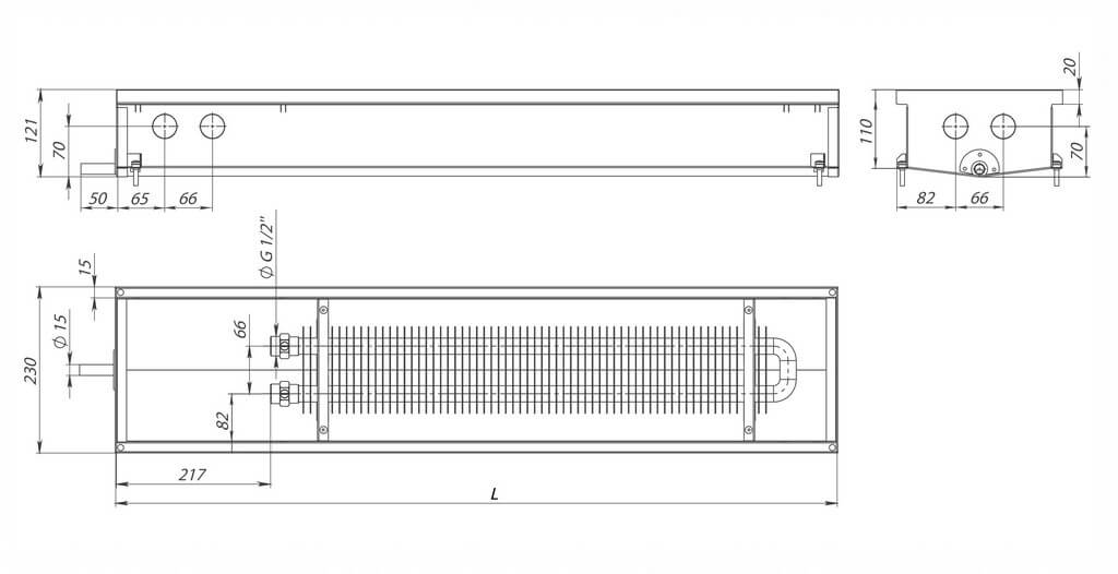 konvektory caréra c hydro 120 estestvenna konvekciya odin teploobmennik 230x120mm s drenagnym otverstiemrazmery